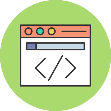 Web geliştirme renkli simge, vektör illüstrasyonu