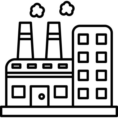 Fabrika binası ikonu. Web için endüstriyel vektör simgelerinin basit çizimi
