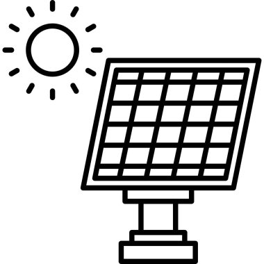 Güneş paneli simgesi, vektör illüstrasyonu