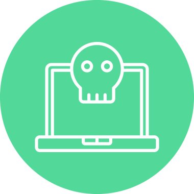 Kafatası ikonlu bir laptop. resimleme