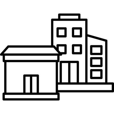 Bina. Web simgesi basit illüstrasyon