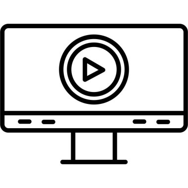 Video çalma düğmesi, satır ve doldurma biçim ikonu tasarımı, vektör illüstrasyonu