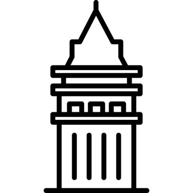 Kule ikonu ana hatları vektörü oluşturuyorum. şehir mimarisi