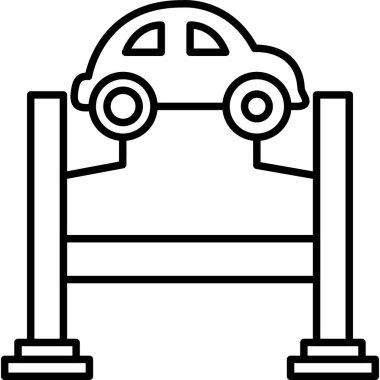 Araba kaldırma ikonu. Beyaz arkaplanda izole edilmiş web tasarımı için taslak araba kaldırma vektör simgesi