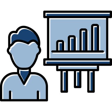 Grafik ikonu vektör illüstrasyonuna sahip iş adamı