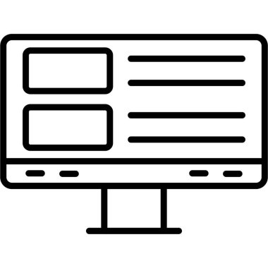 Ekran ağ simgesi ile bilgisayar monitörü, basit tasarım