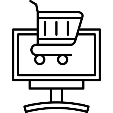 Alışveriş sepeti simgesini bilgisayar monitörü