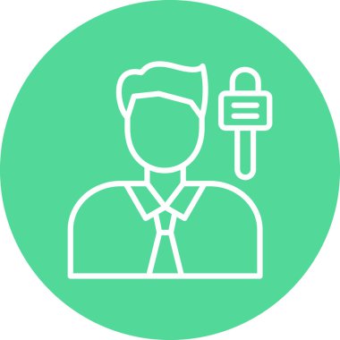 Mikrofon simgesi olan bir adamın vektör çizimi