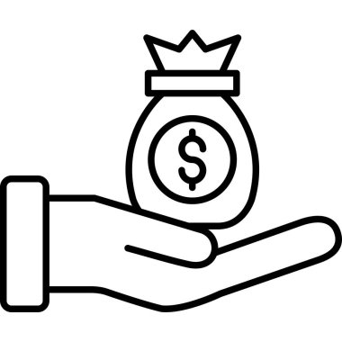 El ele tutuşan para ikonu. Beyaz arkaplanda izole edilmiş web tasarımı için el parası para vektör simgesi