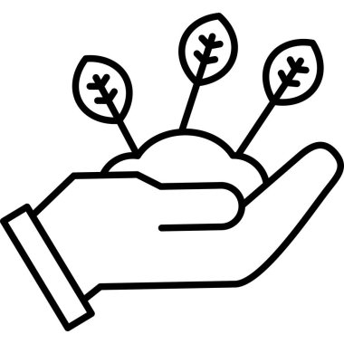 Tohum ikonunu tutan eller. Beyaz arkaplanda izole edilmiş web tasarımı için tohum vektör simgesinin ana hatlı elleri
