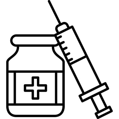 Şırınga ve aşı vektör simgesi