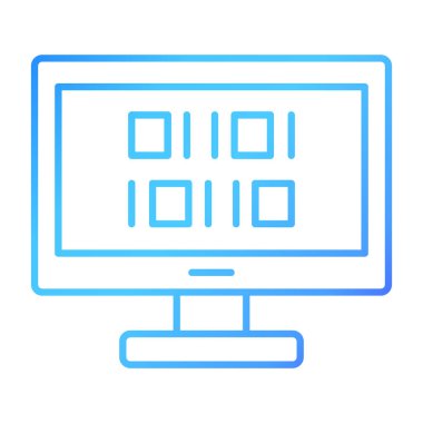 Web Kullanımı için İkili Kod Simgesi, Vektör İllüstrasyonu
