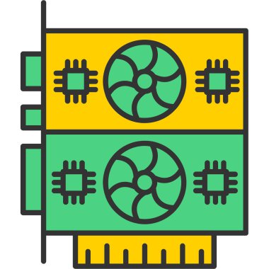 Web Kullanımı için Grafik Kart Simgesi, Vektör İllüstrasyonu