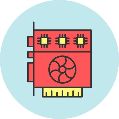 Web Kullanımı için Grafik Kart Simgesi, Vektör İllüstrasyonu