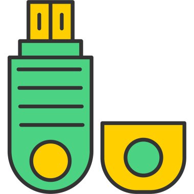 Web Kullanımı için Pendrive Simgesi, Vektör İllüstrasyonu