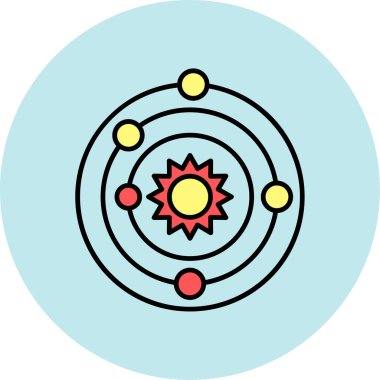 Web kullanımı için Güneş Sistemi Simgesi, Vektör İllüstrasyonu