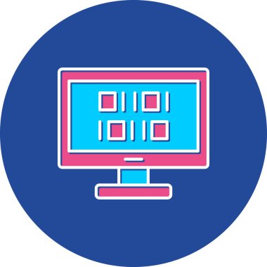 Web Kullanımı için İkili Kod Simgesi, Vektör İllüstrasyonu