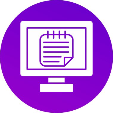 Web Kullanımı için Çevrimiçi Notlar Simgesi, Vektör İllüstrasyonu