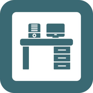 Web Kullanımı için Ofis Masası Simgesi, Vektör İllüstrasyonu