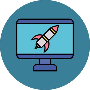 Web Kullanımı için Canlı Yayın Simgesi, Vektör İllüstrasyonu