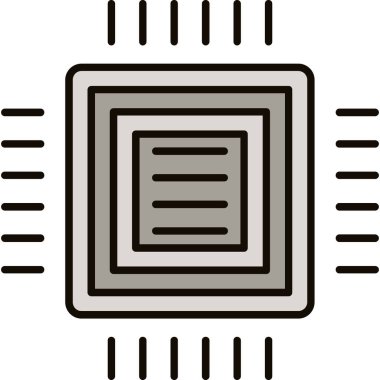 Web Kullanımı için İşlemci Simgesi, Vektör İllüstrasyonu