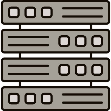 Web Kullanımı için Sunucu Simgesi, Vektör İllüstrasyonu