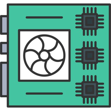 Web Kullanımı için Ana Kart Simgesi, Vektör İllüstrasyonu