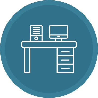 Web Kullanımı için Ofis Masası Simgesi, Vektör İllüstrasyonu