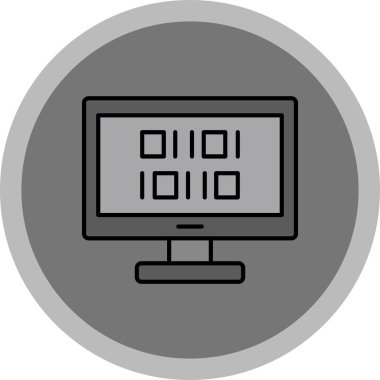 Web Kullanımı için İkili Kod Simgesi, Vektör İllüstrasyonu