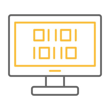 Web Kullanımı için İkili Kod Simgesi, Vektör İllüstrasyonu