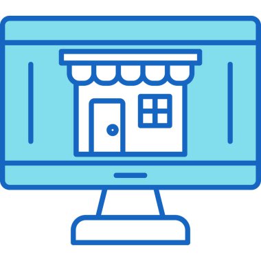 Web Kullanımı için Çevrimiçi Depolama Simgesi, Vektör İllüstrasyonu
