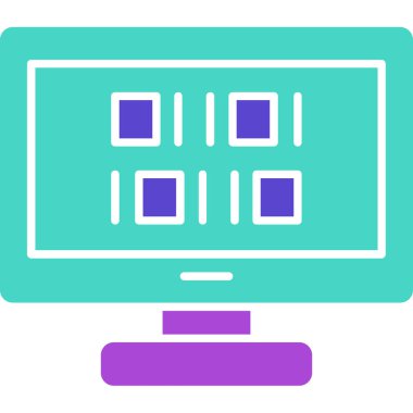 Web Kullanımı için İkili Kod Simgesi, Vektör İllüstrasyonu