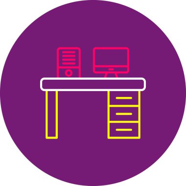 Web Kullanımı için Ofis Masası Simgesi, Vektör İllüstrasyonu