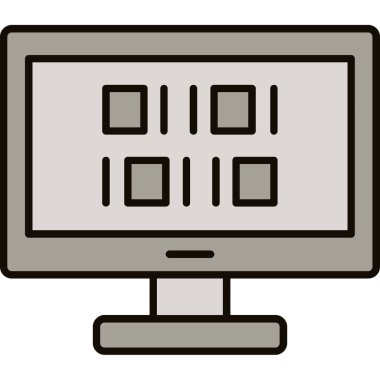 Web Kullanımı için İkili Kod Simgesi, Vektör İllüstrasyonu