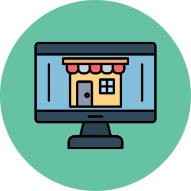 Web Kullanımı için Çevrimiçi Depolama Simgesi, Vektör İllüstrasyonu