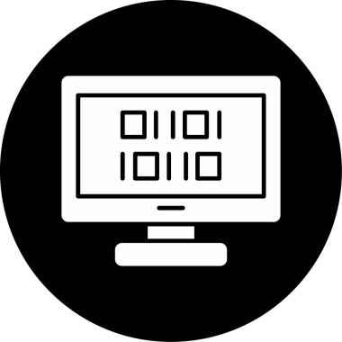 Web Kullanımı için İkili Kod Simgesi, Vektör İllüstrasyonu