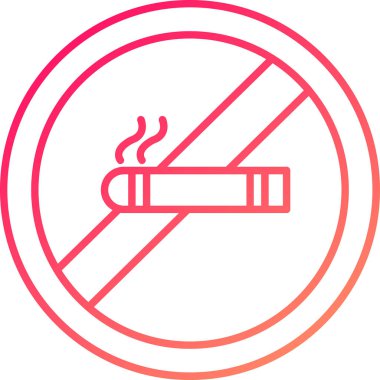 Web Kullanımı İçin Sigara İçen Simge Yok, Vektör İllüstrasyonu