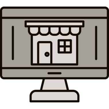 Web Kullanımı için Çevrimiçi Depolama Simgesi, Vektör İllüstrasyonu