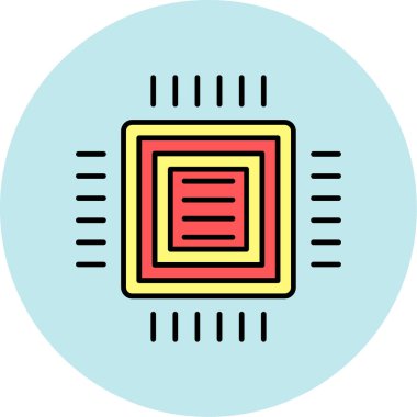 Web Kullanımı için İşlemci Simgesi, Vektör İllüstrasyonu