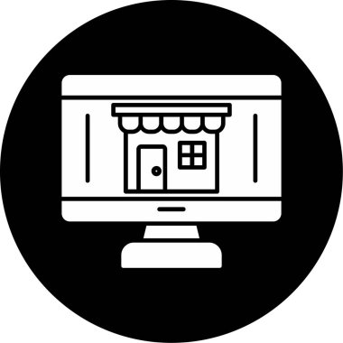 Web Kullanımı için Çevrimiçi Depolama Simgesi, Vektör İllüstrasyonu