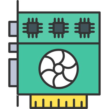 Web Kullanımı için Grafik Kart Simgesi, Vektör İllüstrasyonu