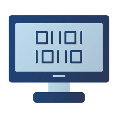 Web Kullanımı için İkili Kod Simgesi, Vektör İllüstrasyonu