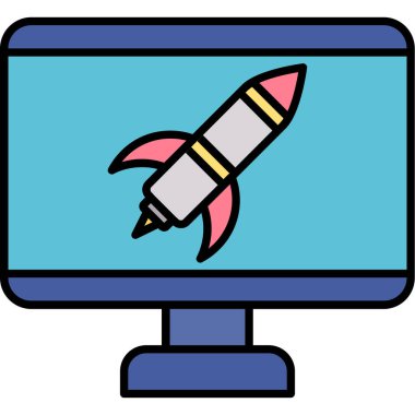 Web Kullanımı için Canlı Yayın Simgesi, Vektör İllüstrasyonu