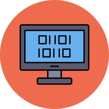 Web Kullanımı için İkili Kod Simgesi, Vektör İllüstrasyonu