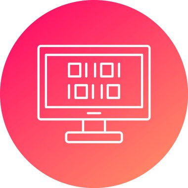 Web Kullanımı için İkili Kod Simgesi, Vektör İllüstrasyonu