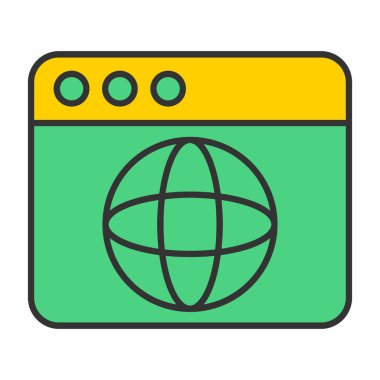 Web Tarayıcı Simgesi, Web Kullanımı için Vektör İllüstrasyonu