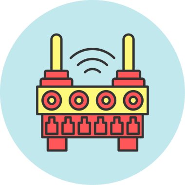 Wifi Yönlendirici Simgesi, Web Kullanımı için Vektör İllüstrasyonu