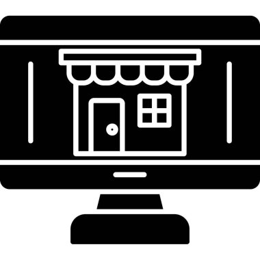 Web Kullanımı için Çevrimiçi Depolama Simgesi, Vektör İllüstrasyonu