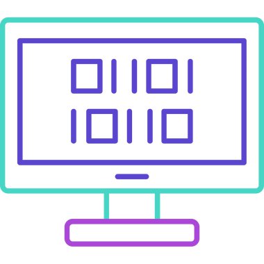 Web Kullanımı için İkili Kod Simgesi, Vektör İllüstrasyonu