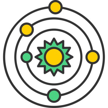 Web kullanımı için Güneş Sistemi Simgesi, Vektör İllüstrasyonu